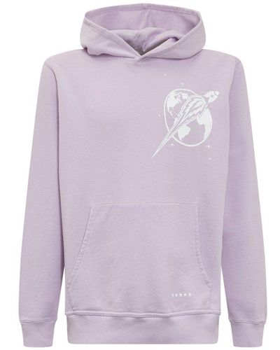 ENTERPRISE JAPAN Logo Printed Straight Hem Hoodie - Purple