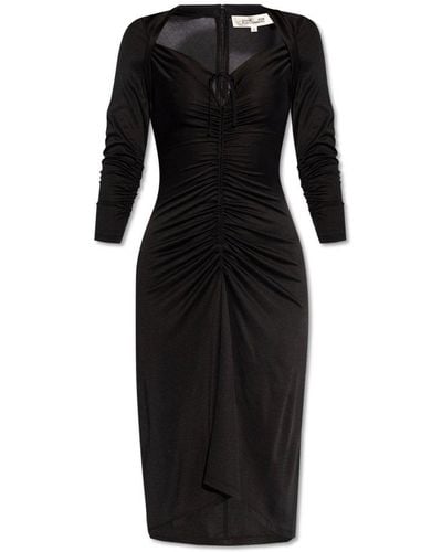 Diane von Furstenberg Aurelie Ruched Midi Dress - Black