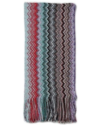 Missoni Zigzag Knitted Fringed-edge Scarf - Multicolor