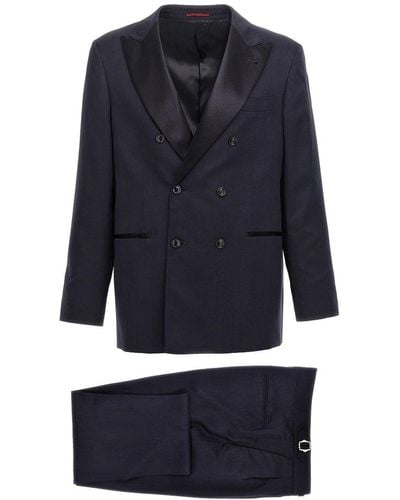 Brunello Cucinelli Double-breasted Tuxedo Suit - Blue