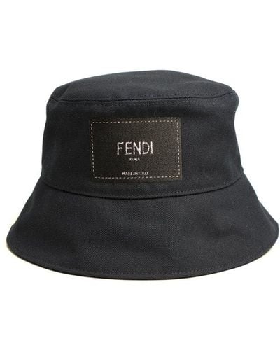 Fendi Roma Logo Patch Bucket Hat - Black