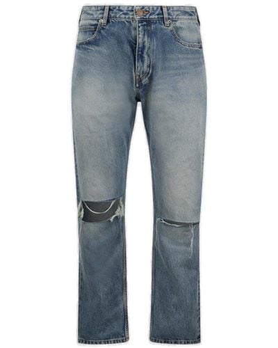 Balenciaga Distressed Loose-fit Jeans - Blue