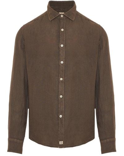 Sonrisa Logo Patch Straight Hem Shirt - Brown