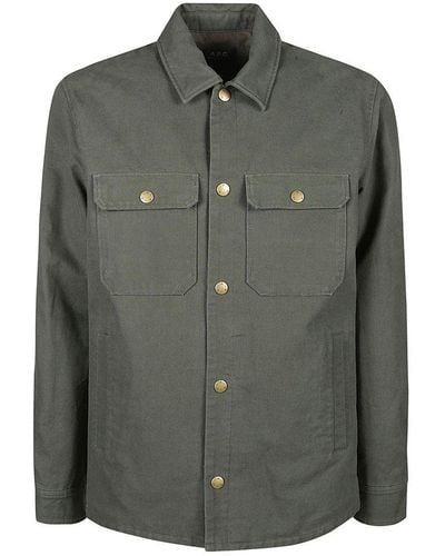 A.P.C. Buttoned Long-sleeved Overshirt - Green