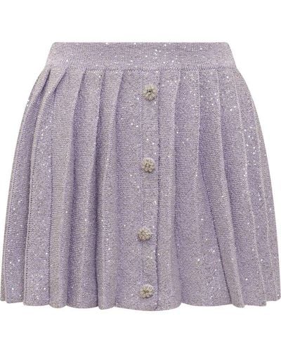 Self-Portrait Sequins Mini Skirt - Purple