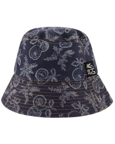 Etro Floral Jacquard Bucket Hat - Blue