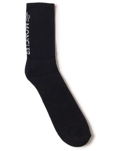 Moncler Cotton Socks With Logo - Black
