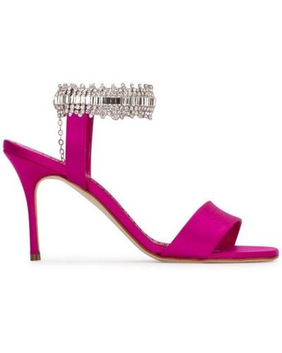 Manolo Blahnik Embellished Strappy Sandals - Pink