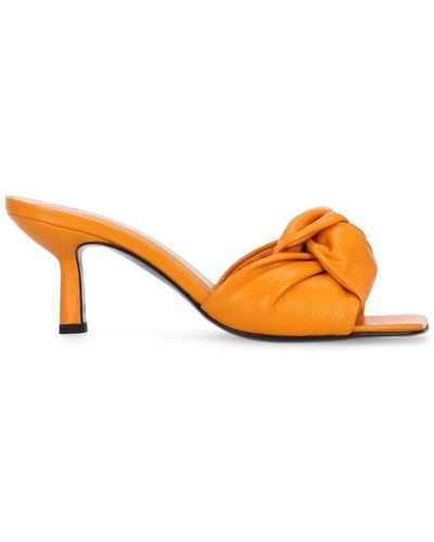 BY FAR Knot Detailed Slip-on Heeled Sandals - Orange