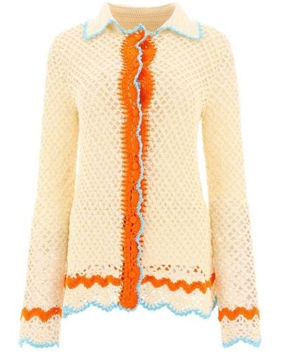 Sportmax Crochet Effect Knitted Shirt - Orange