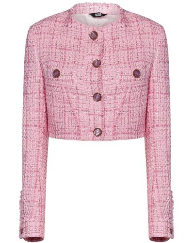 Gcds Cropped Button-up Jacket - Pink