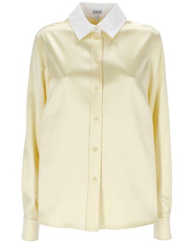 Loewe Long-sleeved Satin Shirt - Natural