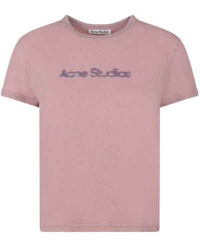 Acne Studios Logo Printed Crewneck T-shirt - Pink