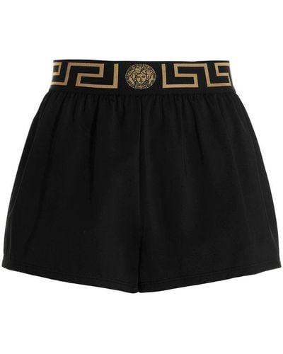 Versace Logo Waistband Swim Shorts - Blue