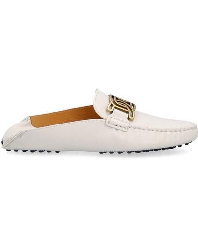 Tod's Logo Plaque Slip-on Loafers - White