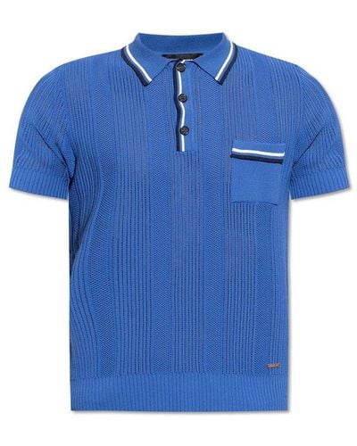 DSquared² Short-sleeved Open-knitted Polo Shirt - Blue