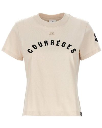 Courreges Ac Straight Printed T-shirt - Natural