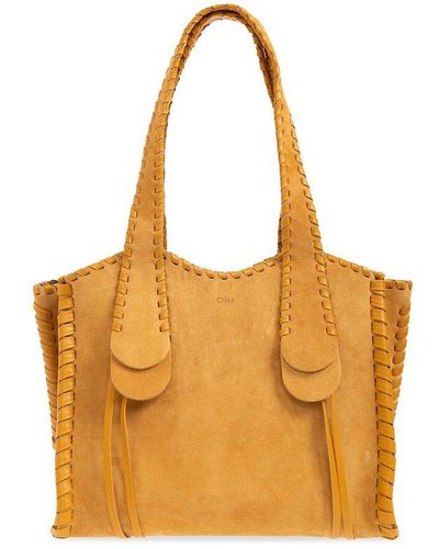 Chloé 'mony Medium' Suede Shopper Bag, - Orange