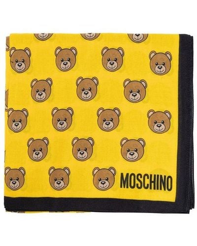 Moschino Scarf With Teddy Bear Motif, - Yellow