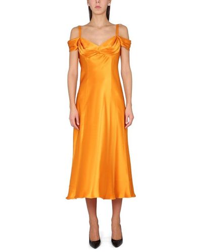 Alberta Ferretti Off-the-shoulder Dress - Orange