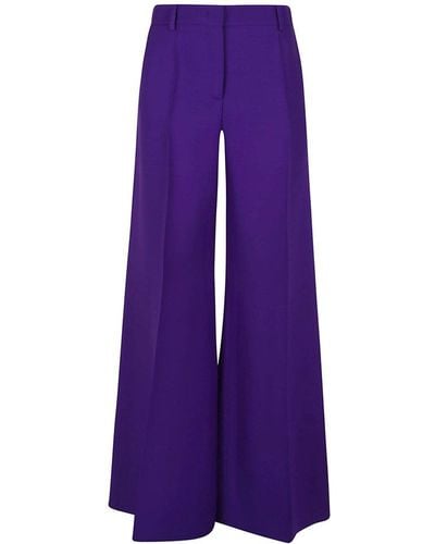 Valentino Crepe Couture High-rise Wide Leg Pants - Purple