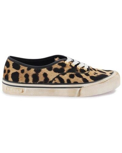 Men's white and blue Yeah sneakers with leopard-print star | Golden Goose