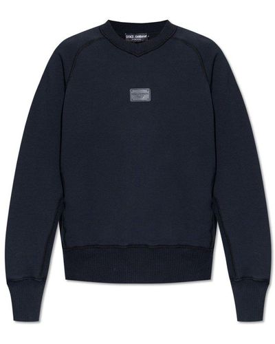 Dolce & Gabbana Sweatshirt With Logo Patch - Blue