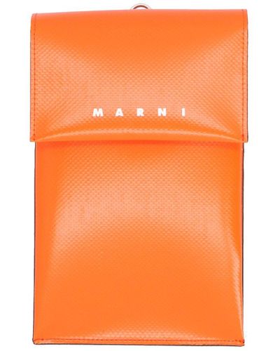Marni Logo Printed Neck Pouch - Orange