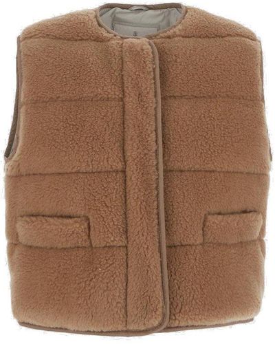 Brunello Cucinelli Quilted Cropped Gilet - Brown