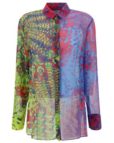 Versace Pattern-printed Long-sleeved Sheer Shirt - Multicolour