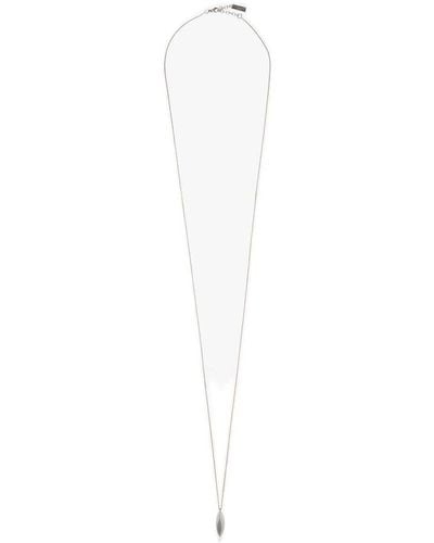 Saint Laurent Oval Charm Long Necklace - White