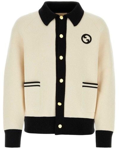 Gucci Logo Embroidered Buttoned Knit Cardigan - Black