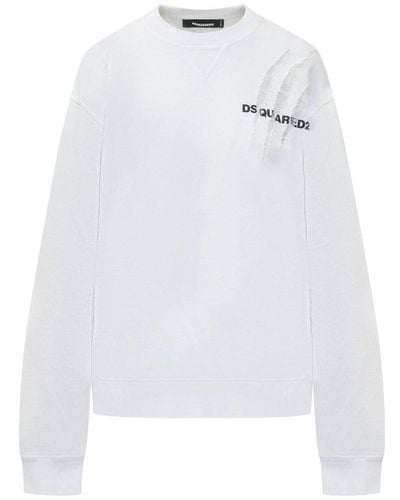 DSquared² D2 Goth Cool Crewneck Sweatshirt - White