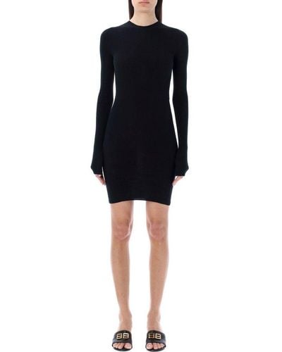 Balenciaga Crewneck Mini Dress - Black
