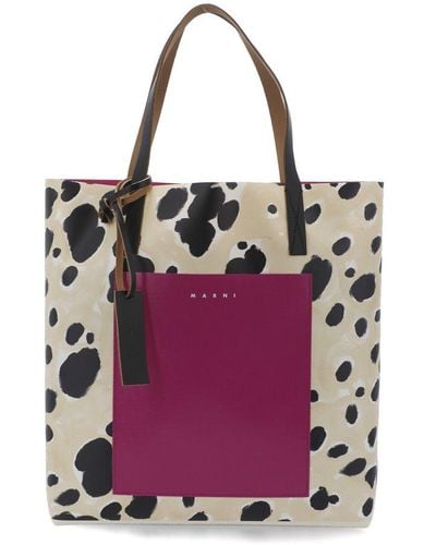 Marni Shopping Bag With Print - Purple