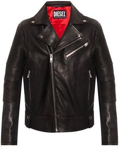 DIESEL 'l-starkville' Leather Jacket - Black