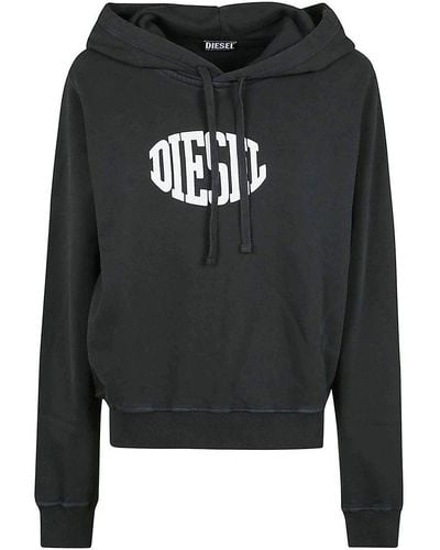 DIESEL Logo Print Hooded Sweatshirt - Black