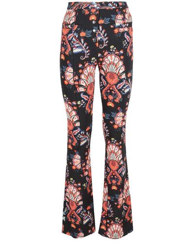 Rabanne Floral-printed Straight-leg Trousers - Red