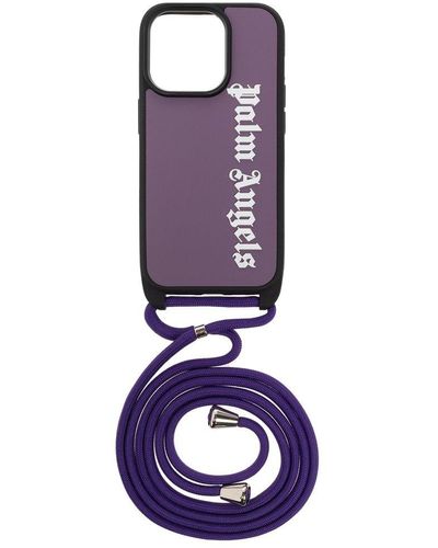 Palm Angels Strapped Iphone 14 Pro Case, - Purple