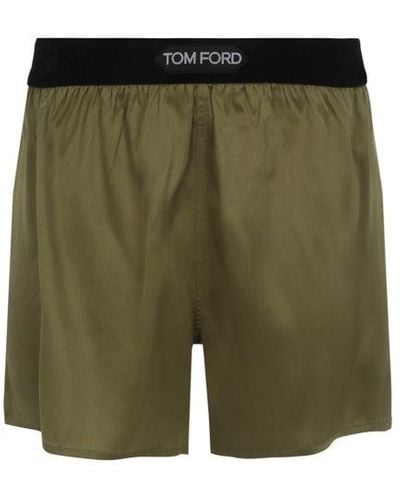 Tom Ford Stretch Satin Boxer Shorts - Green