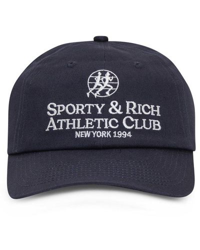 Sporty & Rich Logo Embroidered Baseball Cap - Blue