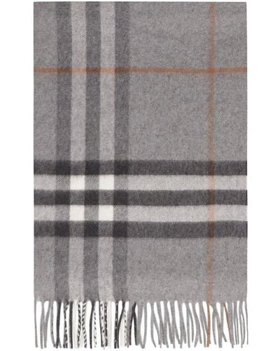 Burberry Checked Cashmere Scarf - Gray