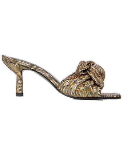 BY FAR Lana Knot Detail Holographic Heeled Sandals - Metallic