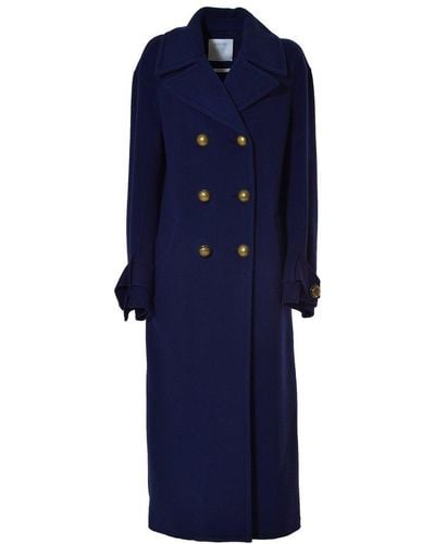 Sportmax Double-breasted Long-sleeved Coat - Blue