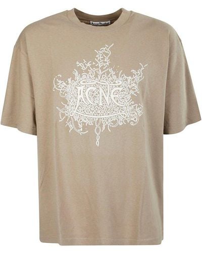Acne Studios Logo Printed Crewneck T-shirt - Natural