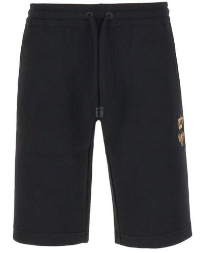 Dolce & Gabbana Motif Embroidered Jersey Jogging Shorts - Black