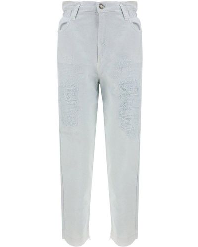 Pinko Distressed High-waist Jeans - Gray