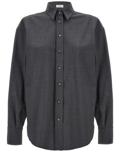 Brunello Cucinelli Monile Buttoned Shirt - Grey