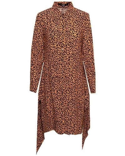 Karl Lagerfeld Leopard Print Shirt Dress - Brown