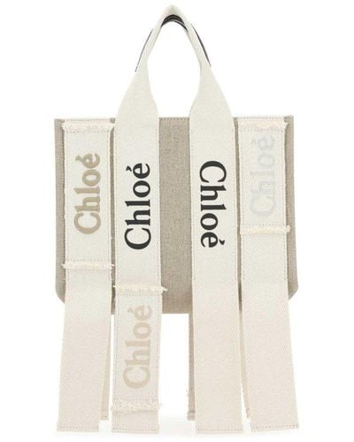 Chloé Small Woody Tote Bag - White